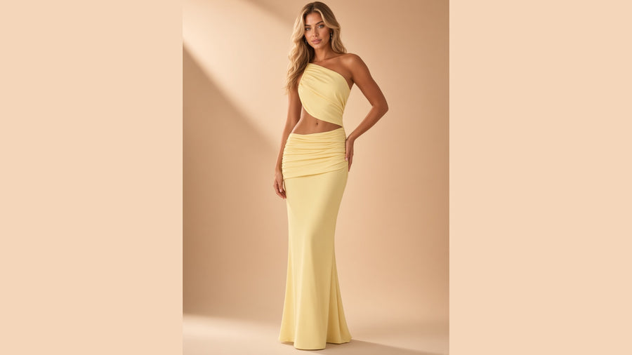 Pleated Lace-Up Formal Evening Gown – Sleeveless Mermaid Dress
