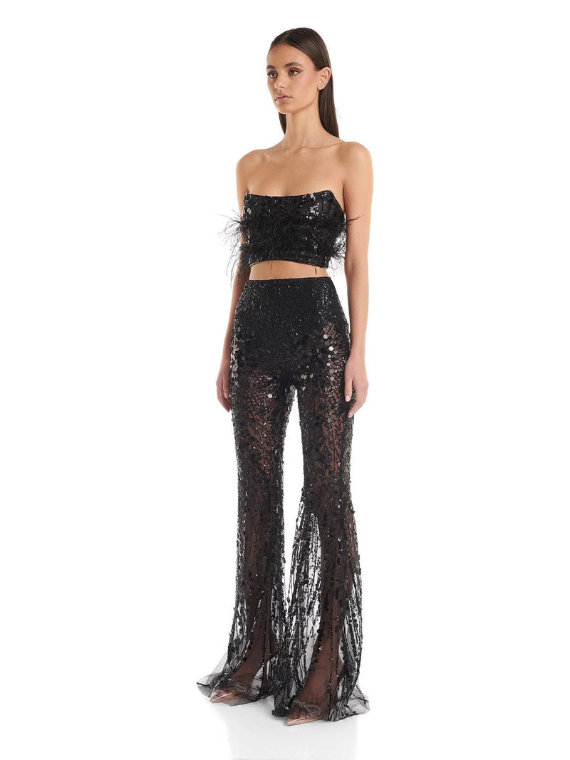Sequined Tube Top and Trousers Set