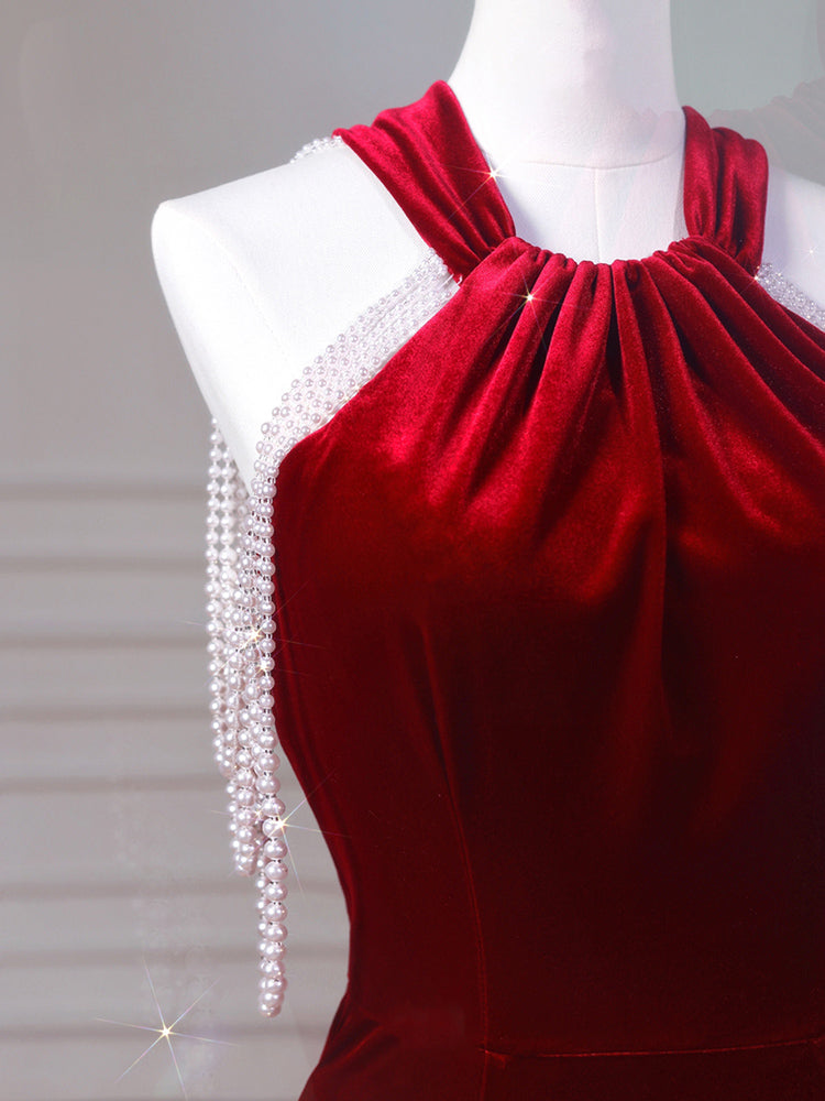 Vespera Velvet Fishtail Cocktail Dress