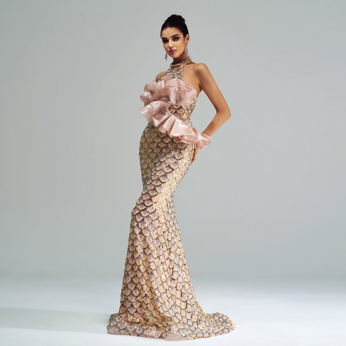 Nyra Halter Sequined Mermaid Gown