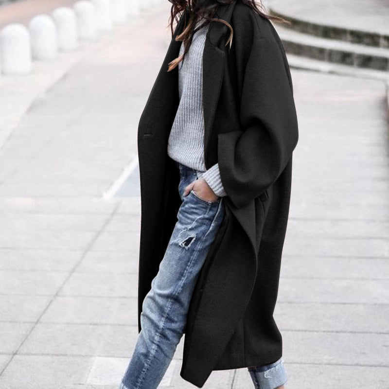 Longline Lapel Coat with Pockets