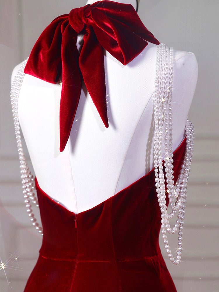 Vespera Velvet Fishtail Cocktail Dress