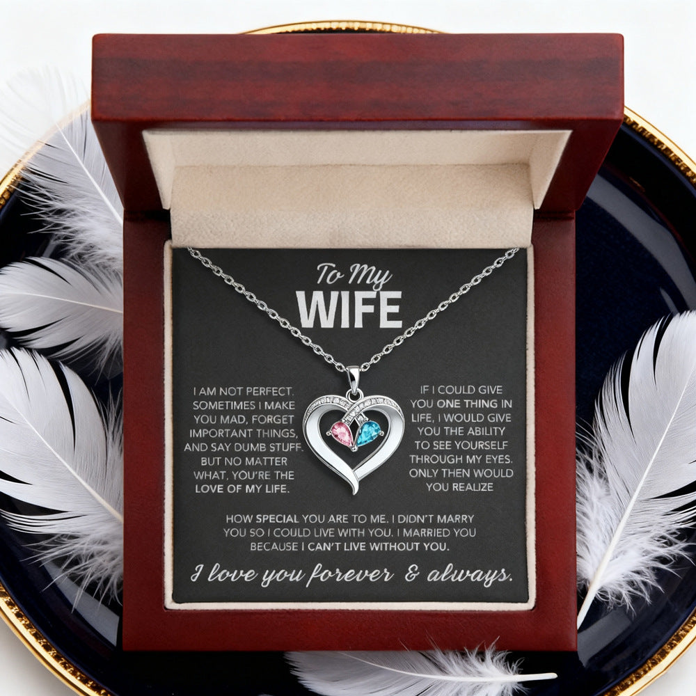 Heart Birthstone Pendant Necklace — Gift Boxed