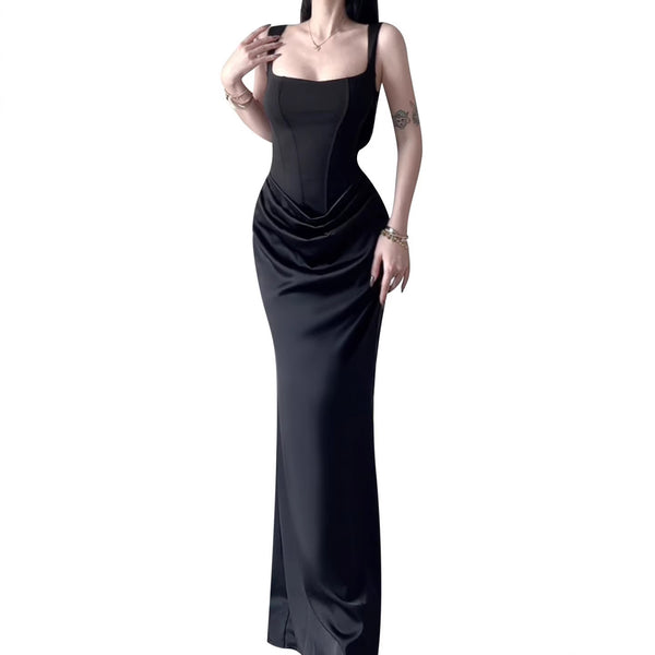 Sleeveless Backless Bodycon Long Dress with Fish Tail Hem