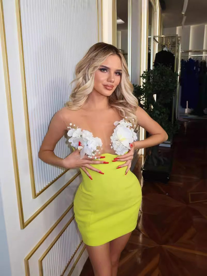 Floral Bandage Mini Dress