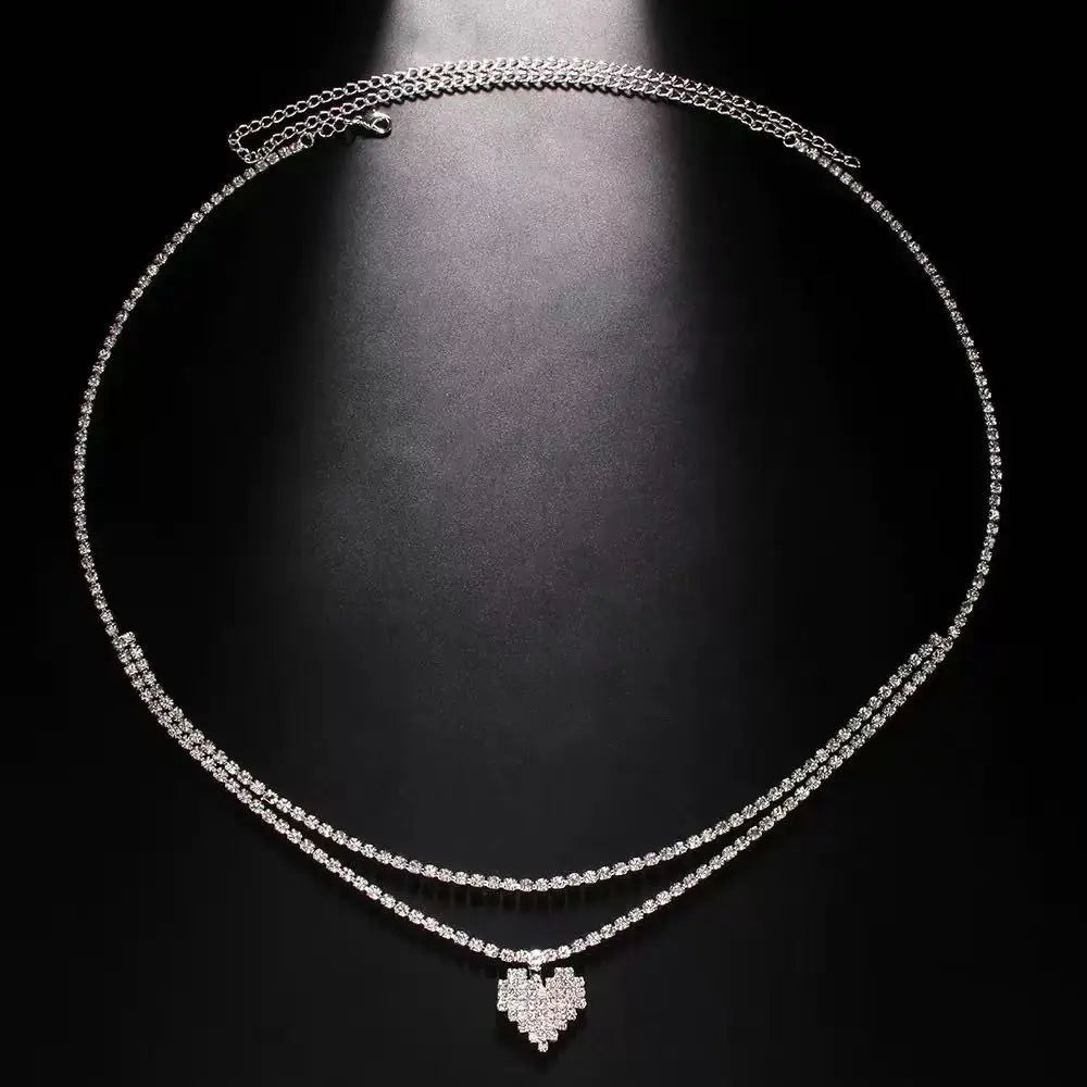 Doppelketten-Taillen-Schmuck mit Strasssteinen