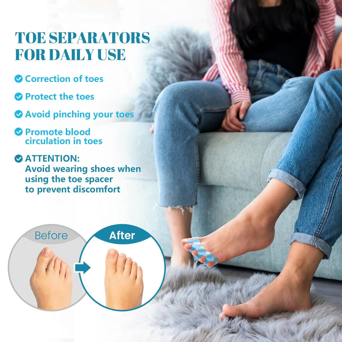 Toe Separators for Bunion Relief - Doctor-Recommended Toe Straighteners for Plantar Fasciitis & Foot Pain