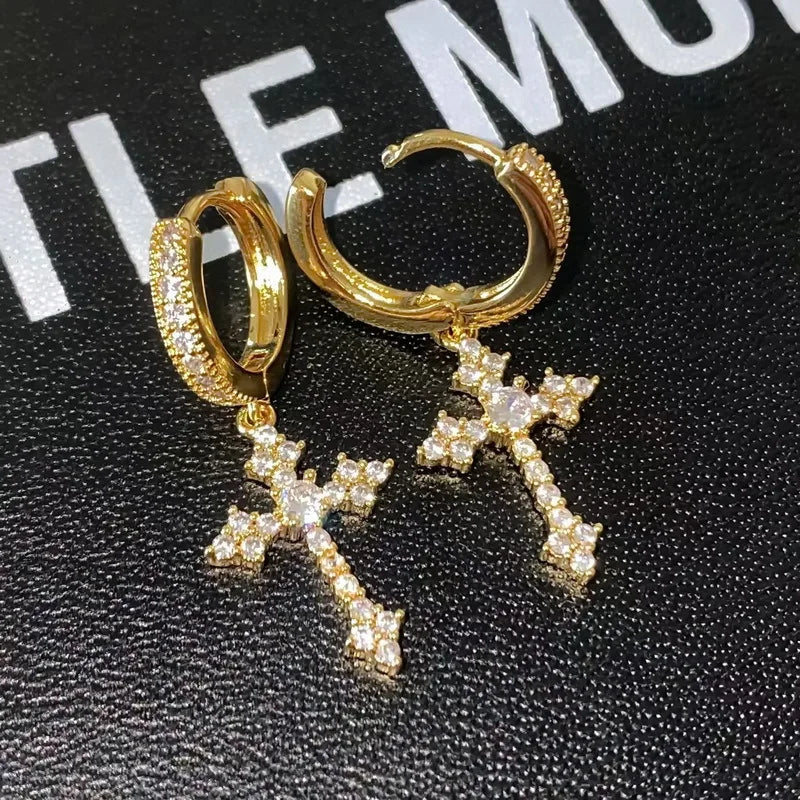 Rhinestone Cross Earrings — 2 Pack