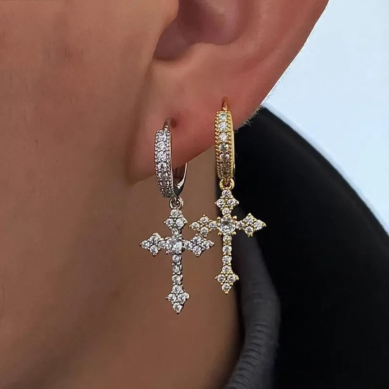 Rhinestone Cross Earrings — 2 Pack