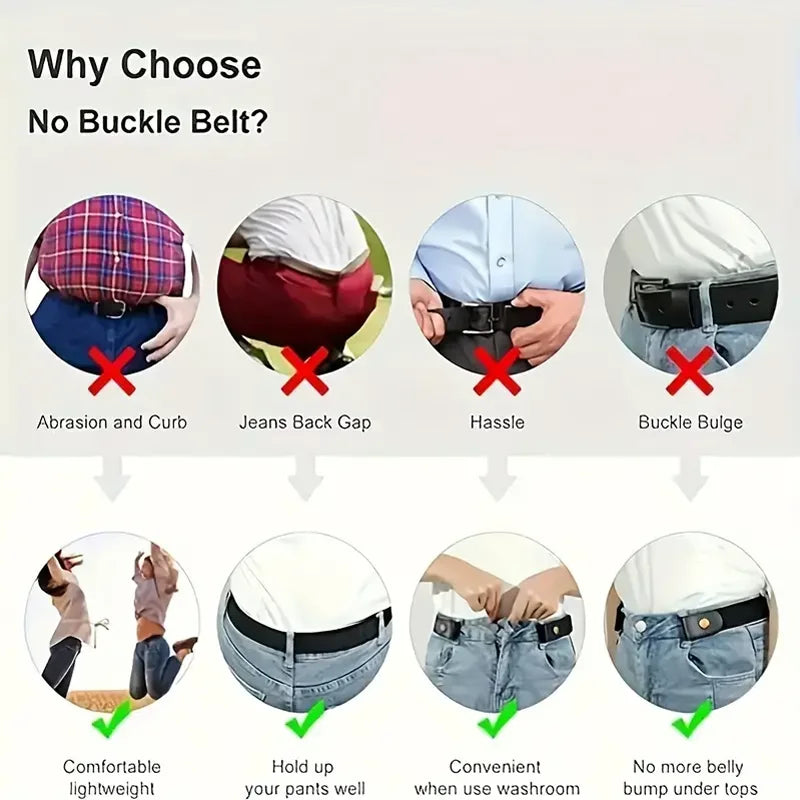 Invisible Elastic Belt – No-Buckle Stretch Belt for Jeans