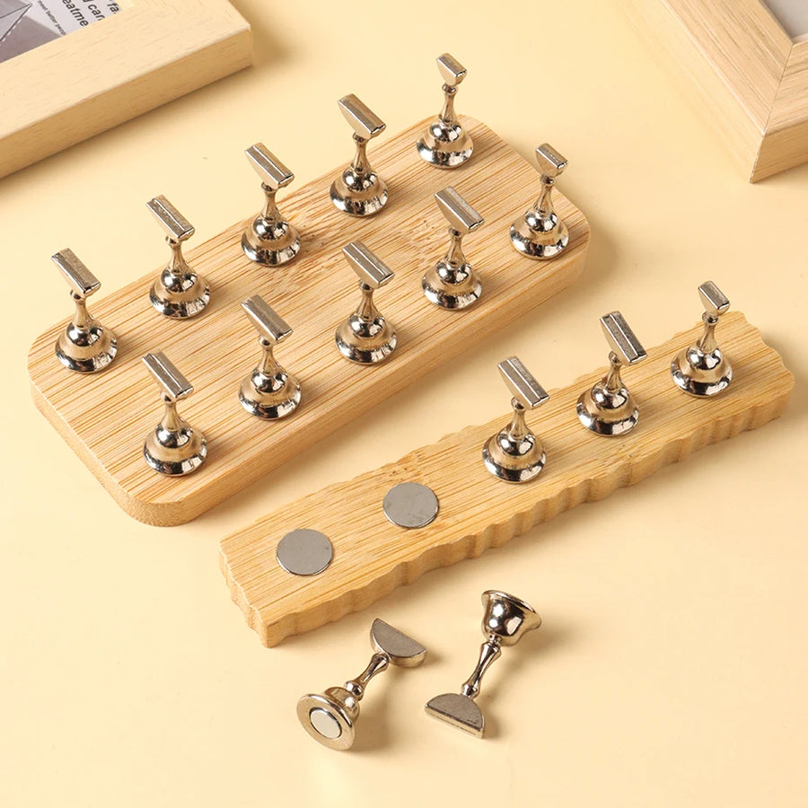 Magnetic Nail Practice Stand Strong Magnetic Nail Tips Holder Practice Display Nail Fake Nail Display Stand Set Holders Manicure