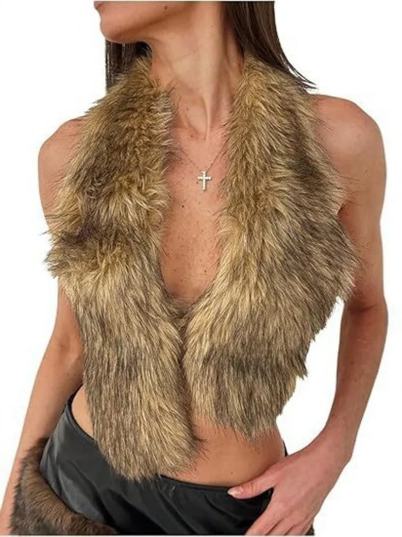 Faux Fur Halter Vest