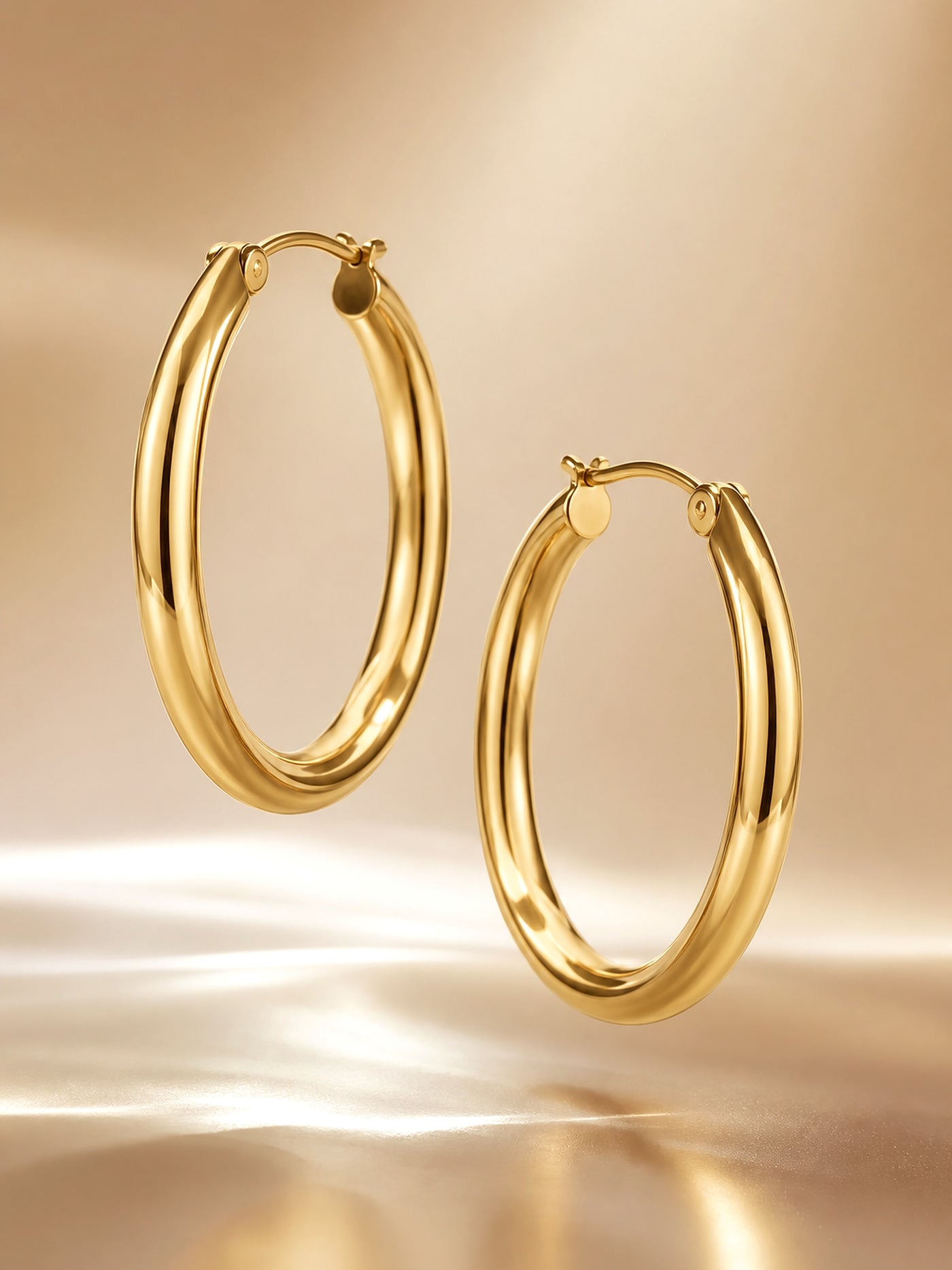 AuraHoop™ Gold Stainless Steel Hoop Earrings