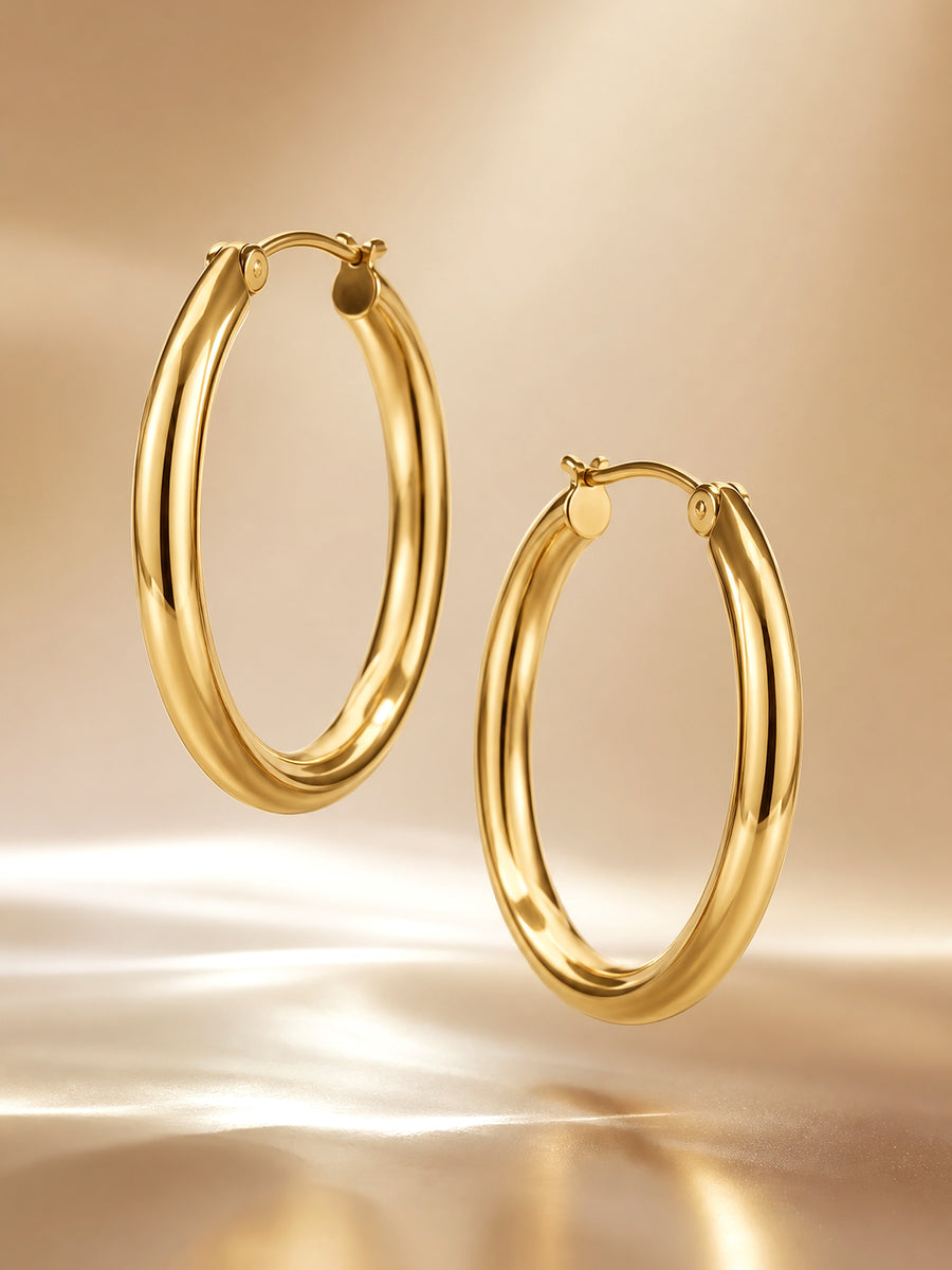 AuraHoop™ Gold Stainless Steel Hoop Earrings