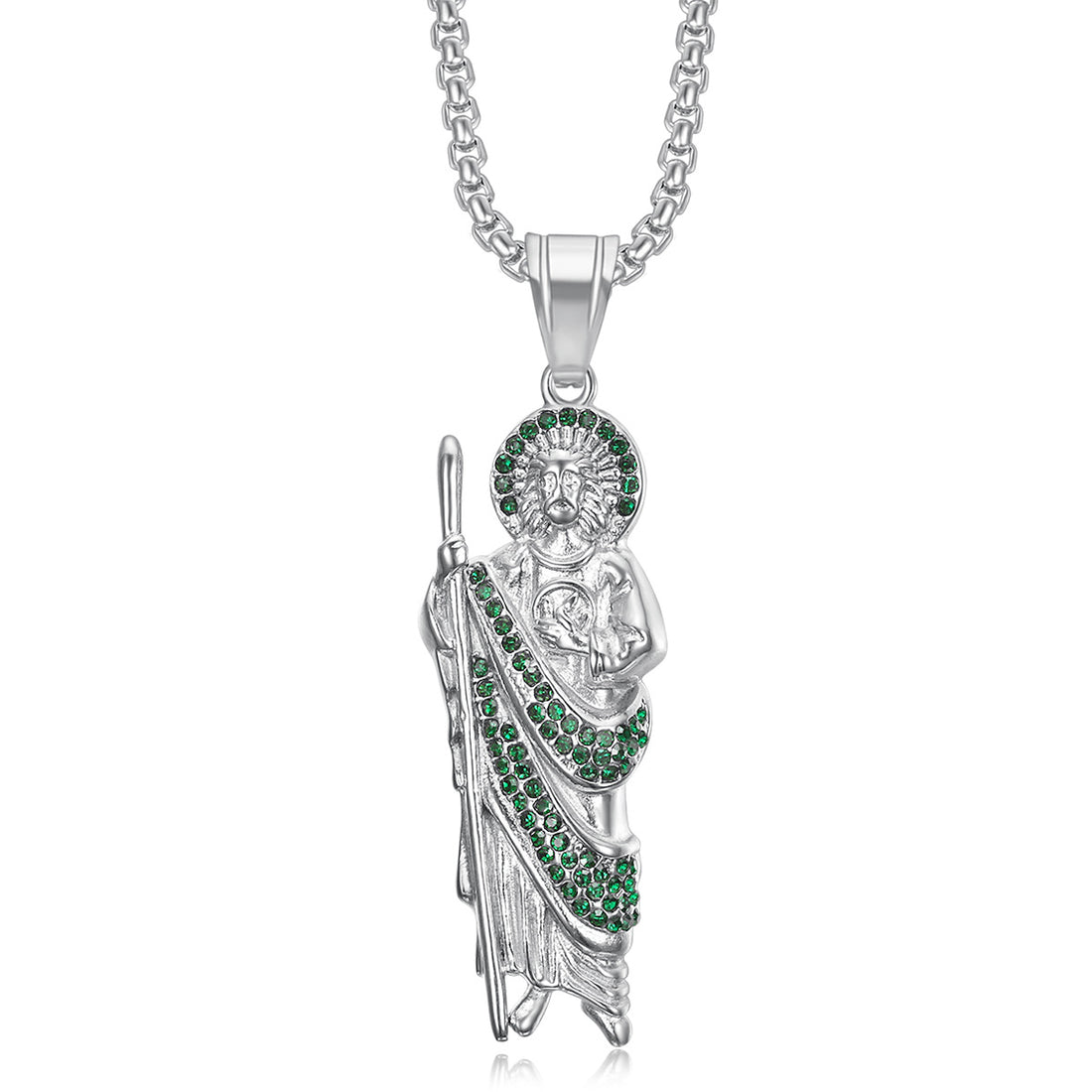 Stainless Steel Gold Plated Saint Jude Pendant Necklace