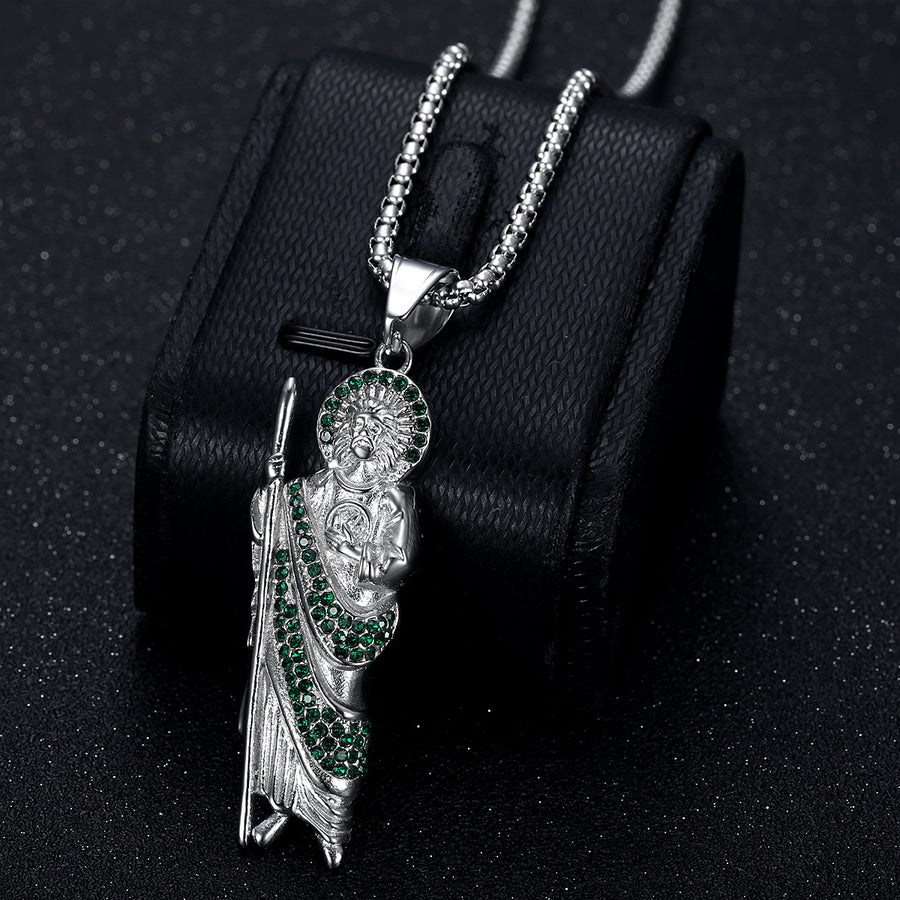 Stainless Steel Gold Plated Saint Jude Pendant Necklace
