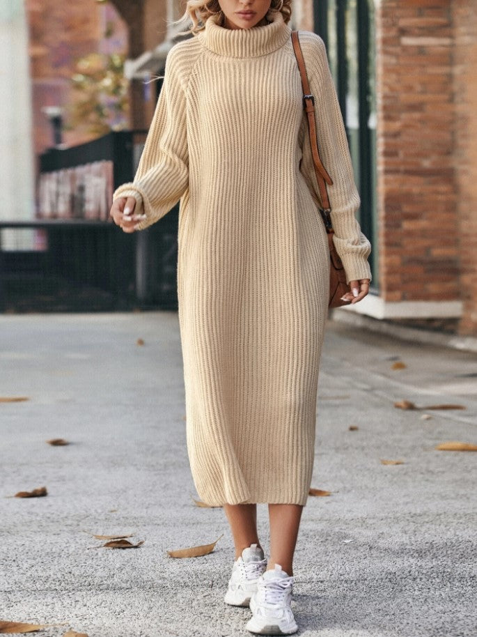 Loose Turtleneck Maxi Sweater Dress
