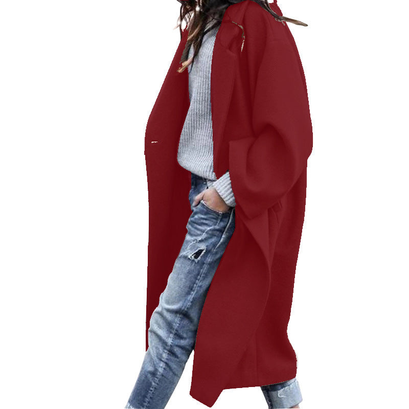 Manteau long à revers avec poches