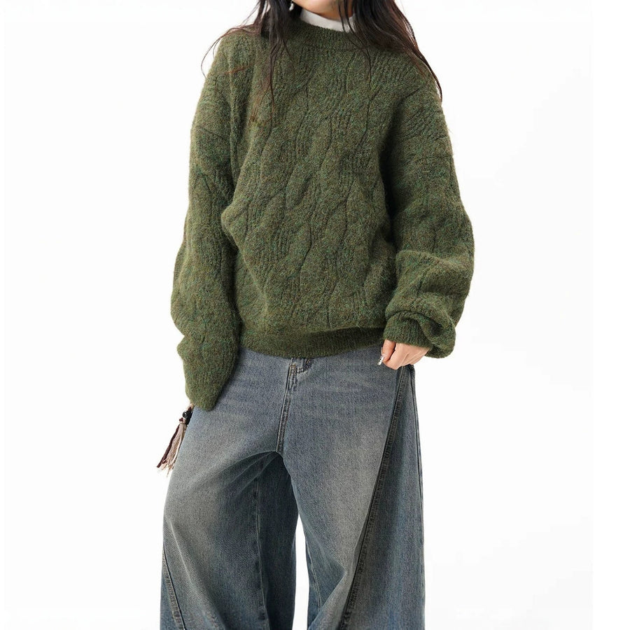 Dzianinowy sweter z okrągłym dekoltem