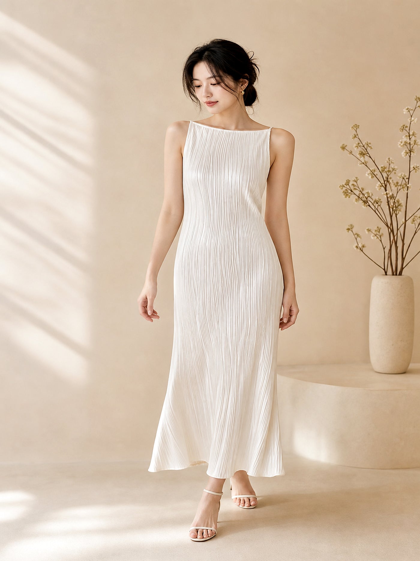 PearlLine™ Minimalist Satin Slip Dress