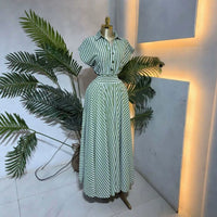 StripeEase™ Defined-Waist Shirt Dress