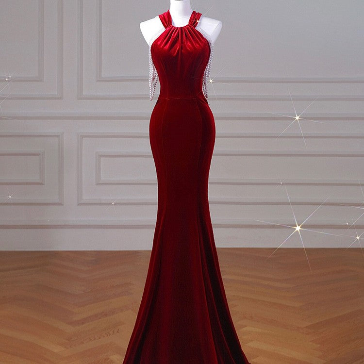 Vespera Velvet Fishtail Cocktail Dress