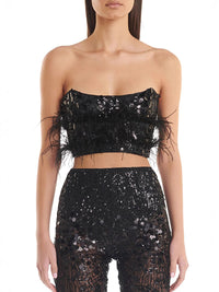 Sequined Tube Top and Trousers Set