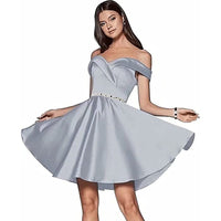 Celeste Beaded Satin Cocktail Gown