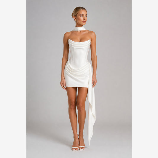 Aria Satin Corset Mini Dress — blonde studio v2