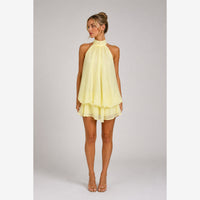The Backless Halter Mini Dress — 4K hero