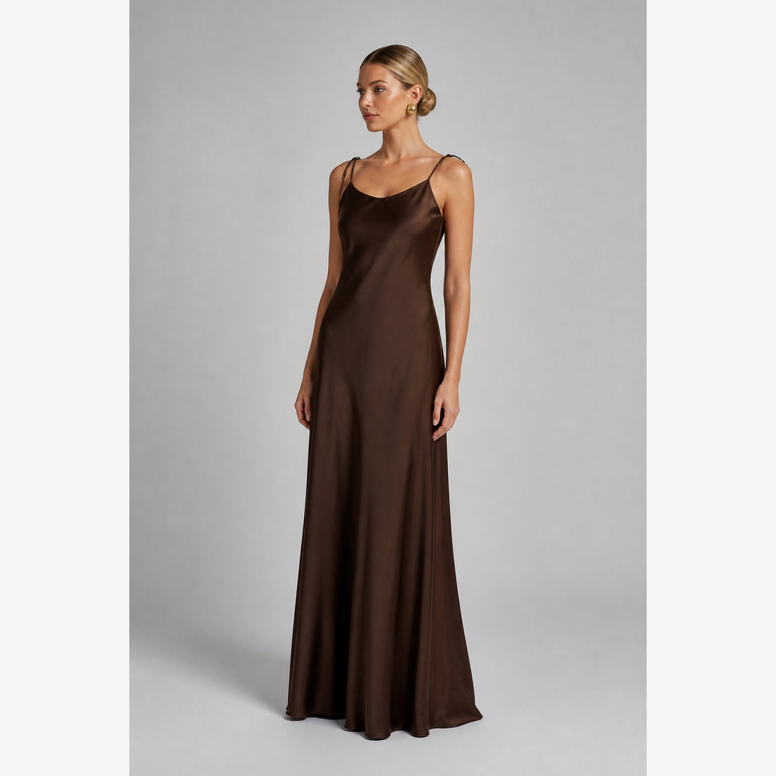 The Satin Backless Maxi Dress — 4K hero