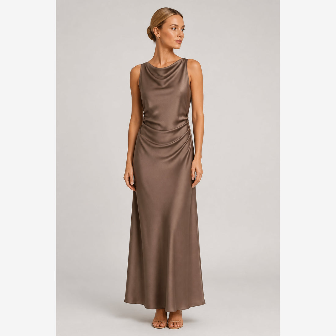 The Satin Slip Midi Dress — 4K hero