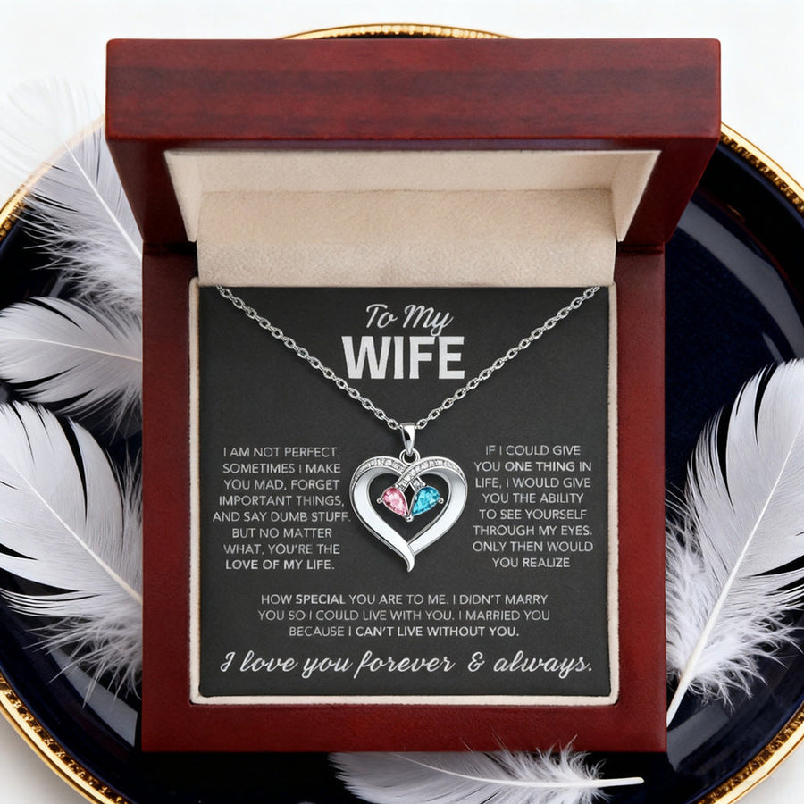 Heart Birthstone Pendant Necklace — Gift Boxed — 4K banner