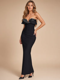Black Sequin Tube Maxi Dress