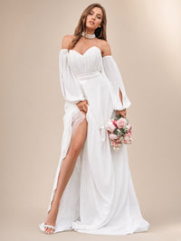 Long Sleeve Chiffon Mid-Waist Party Dress