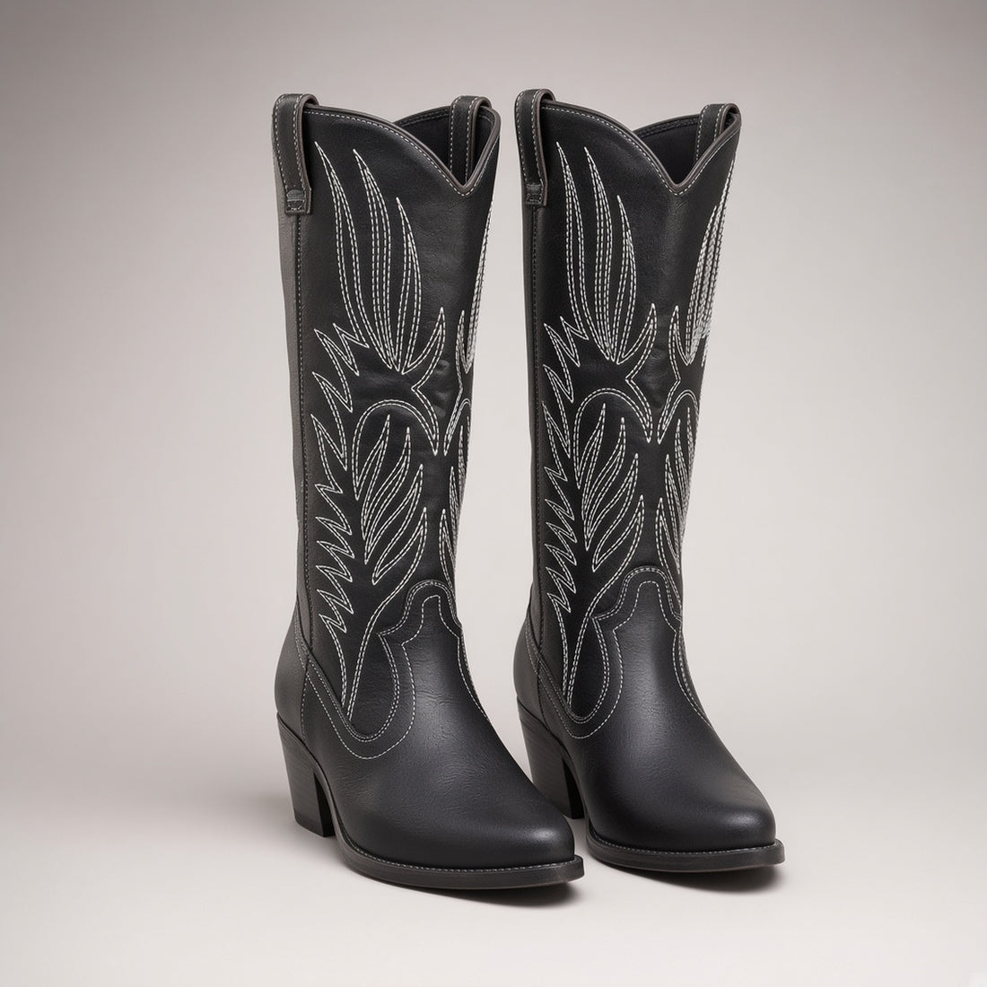 Oversized Women's Boots Western Cowboy Boots Middle Heel Ethnic — 4K product hero