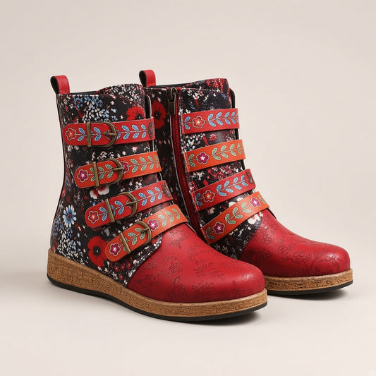 Women's Embroidered Ethnic Boho Flat Boots — 4K product hero