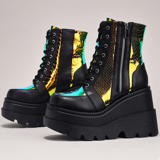 Plus Size Female Punk Style Platform Street Fashion Motorcycle Boots — 4K product hero
