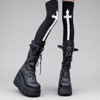 Plus Size Punk Style Street Platform Mid-tube Women's Boots — 4K product hero