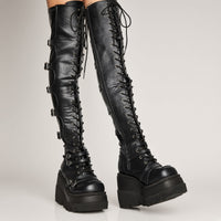 Over The Knee Boots Cross Lace Up Women's Party Boots — 4K product hero