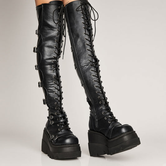 Over The Knee Boots Cross Lace Up Women's Party Boots — 4K product hero