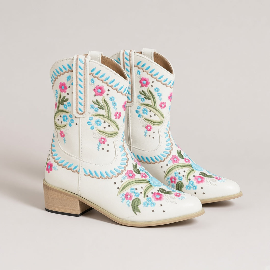 Ethnic Style Female Embroidered Flowers Mid-tube Western Boots — 4K product hero