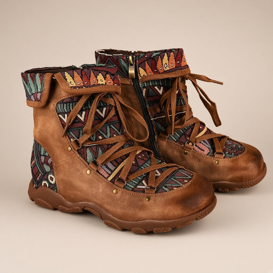 Ethnic Style Short Boots Women's Fashion Retro Side Zipper Round