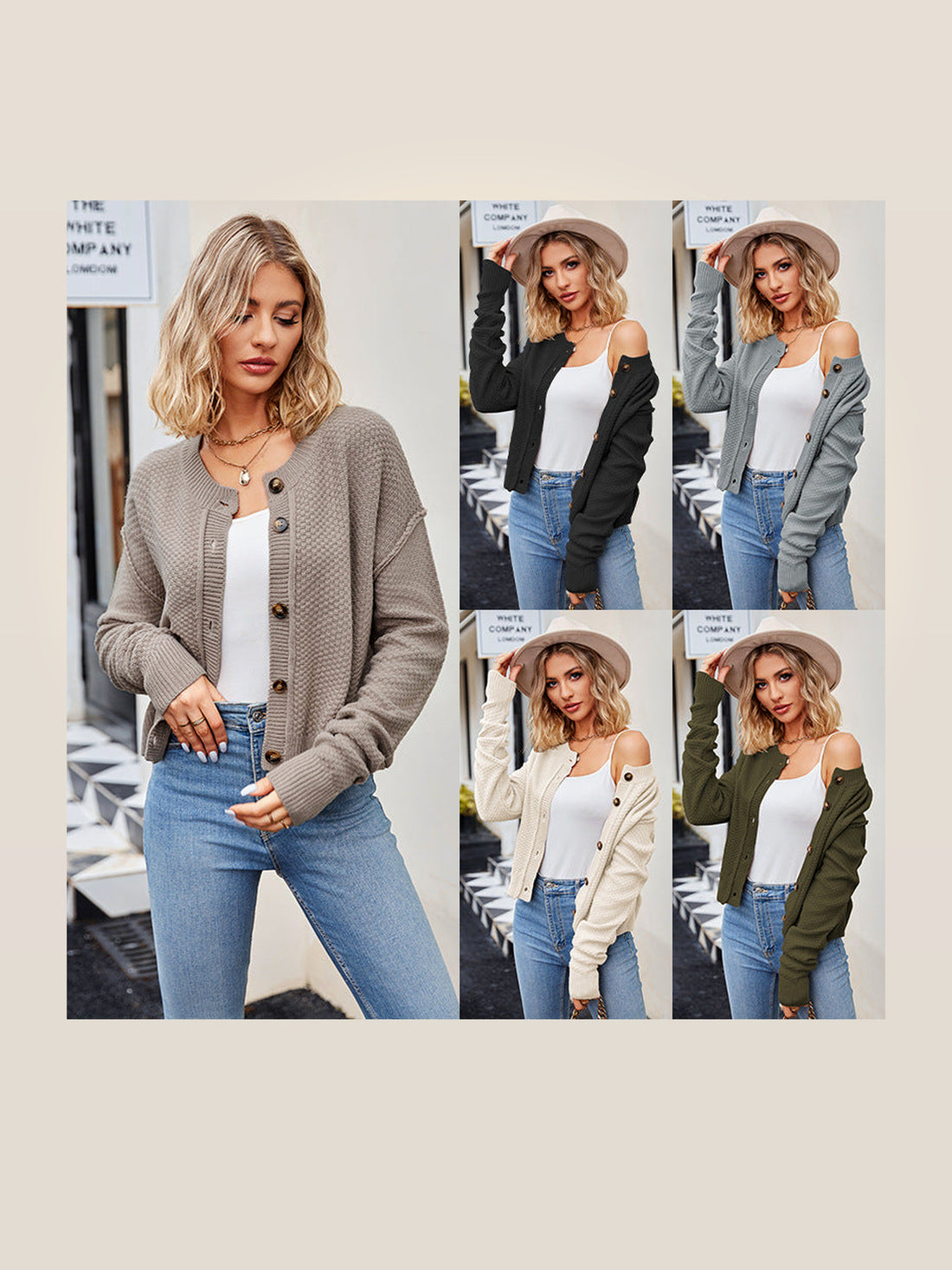 Single-Button Cropped Knit Cardigan — ENIGMAE studio