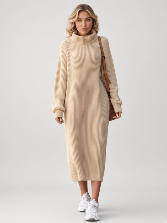 Loose Turtleneck Maxi Sweater Dress