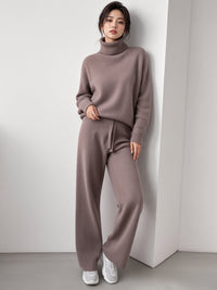Turtleneck Sweater & Straight-Leg Pants Knit Set