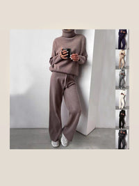 Turtleneck Sweater & Straight-Leg Pants Knit Set — ENIGMAE studio