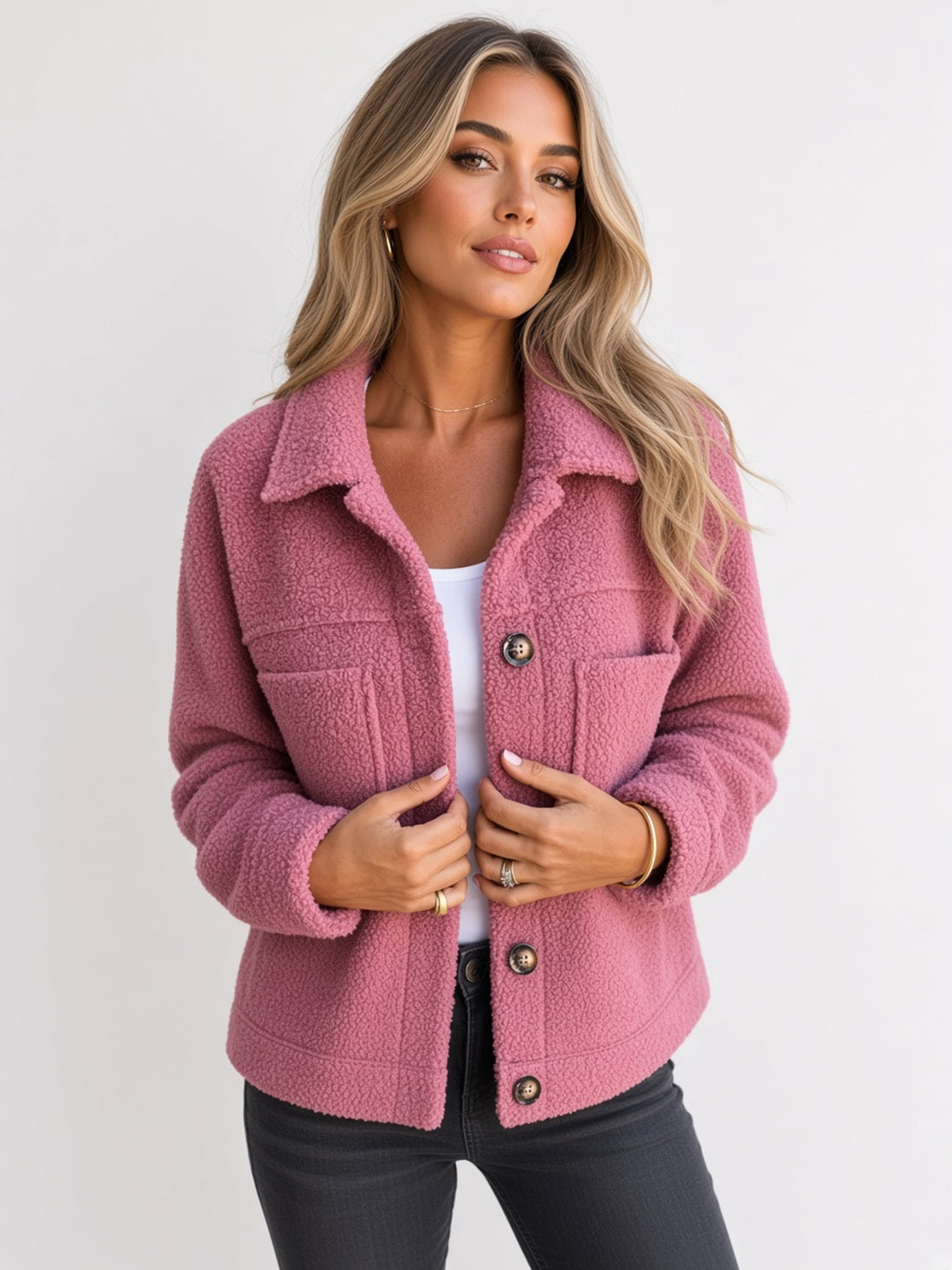 Cropped Lapel Single-Breasted Coat