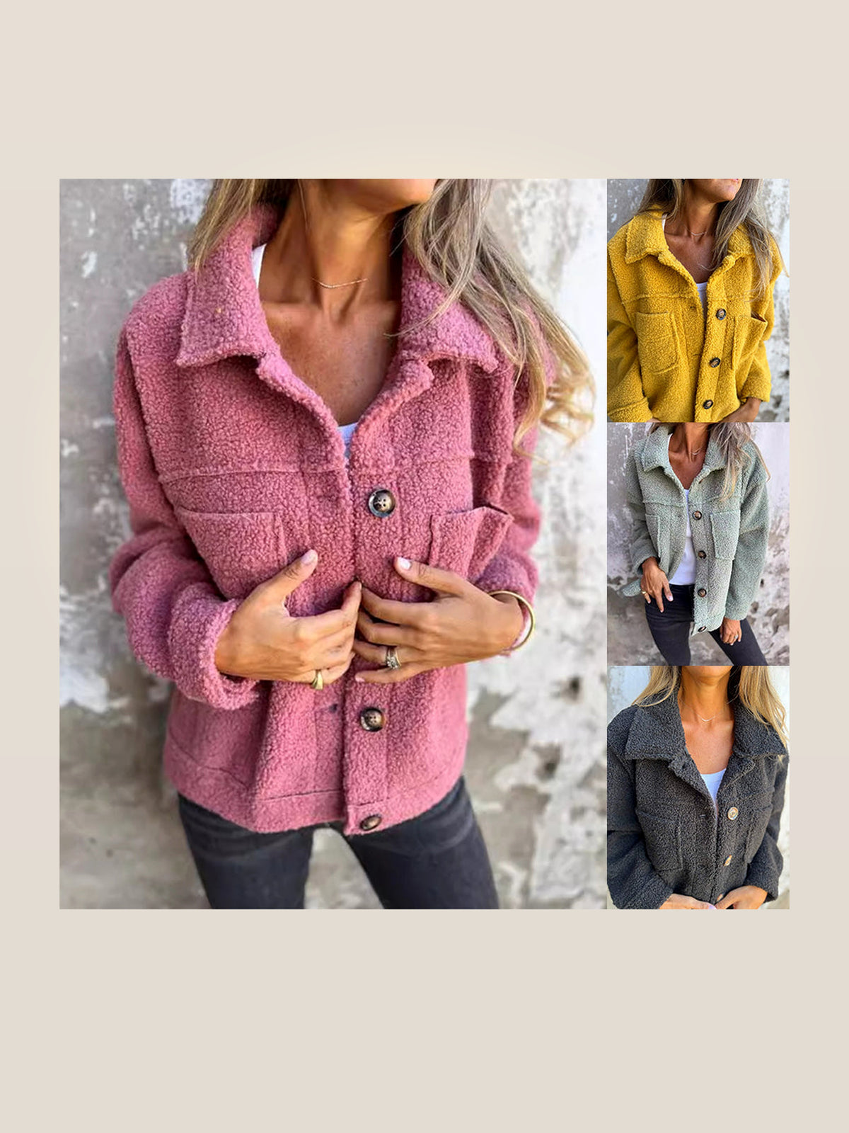 Cropped Lapel Single-Breasted Coat