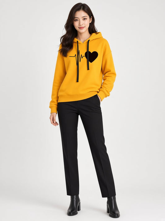 Heartbeat Print Pullover Hoodie